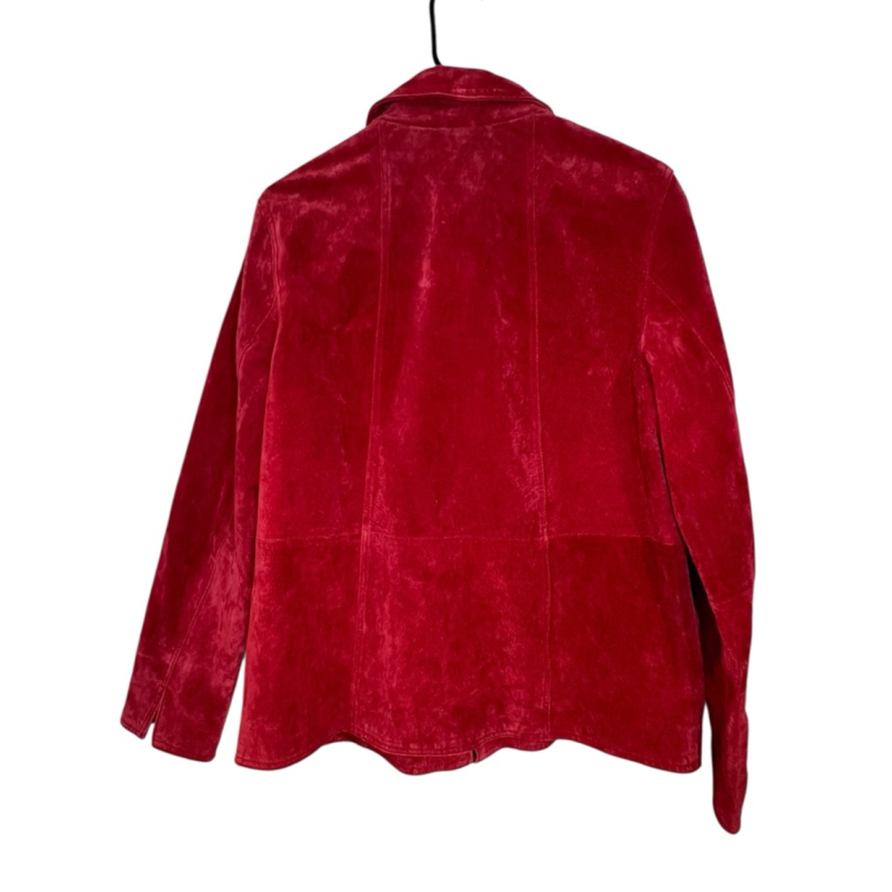 NWT Coldwater Creek Red Suede Zip Up 100% Leather Jacket - Picture 4 of 5